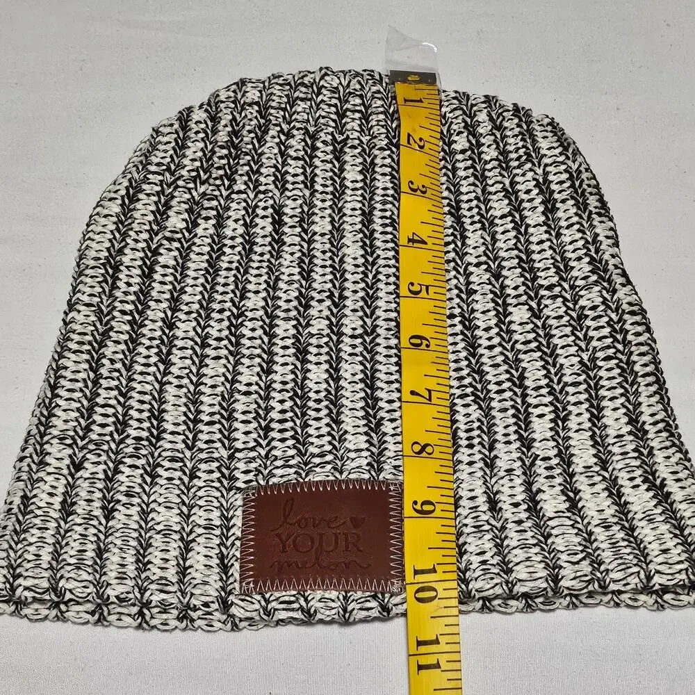LOVE YOUR MELON BLACK & WHITE KNIT BEANIE 100% COTTON ONE SIZE –  CHARITY BRAND